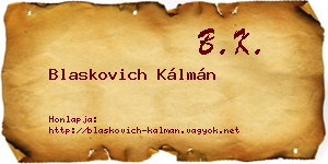 Blaskovich Kálmán névjegykártya